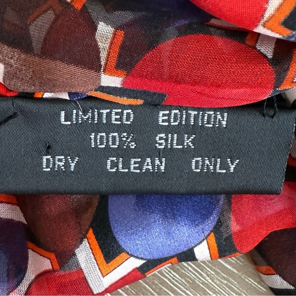 J. Garcia Ltd Edition Women's 100% Silk Scarf Red Brown Purple 65" x 13.5" - Picture 8 of 8